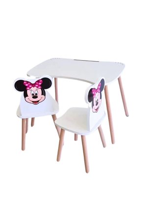 Çocuk Aktivite 1 Masa 2 Sandalye Takımı 4-12 Yaş Minnie Mouse