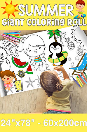 Yaz Dev Boy Boyama Kağıdı - Farm Kids Coloring Roll - Giant Painting Paper Roll for Kids