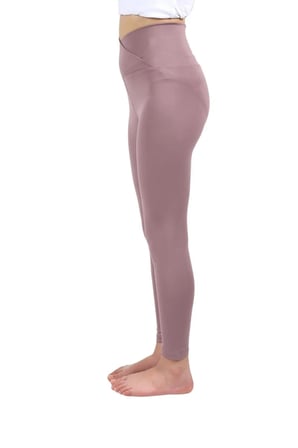 Kız Çocuk Yüksek Bel Kruvaze Kemer, Koşu, Yürüyüş,  Casual, Spor, Atletik, Egzersiz, Fittness Tayt — Lila