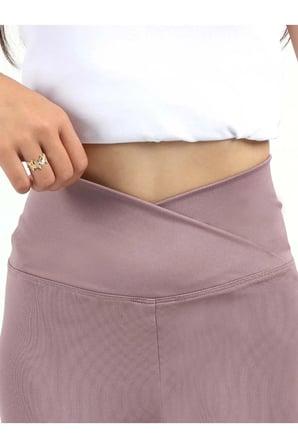 Kız Çocuk Yüksek Bel Kruvaze Kemer, Koşu, Yürüyüş,  Casual, Spor, Atletik, Egzersiz, Fittness Tayt — Lila