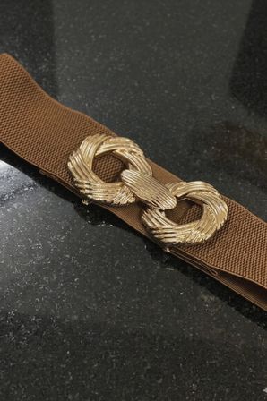 Kadın Her Bedene Uyumlu Şık Düğüm Metal Tokalı Geniş Lastikli Beli İnce Gösteren Korse Elbise Kemeri