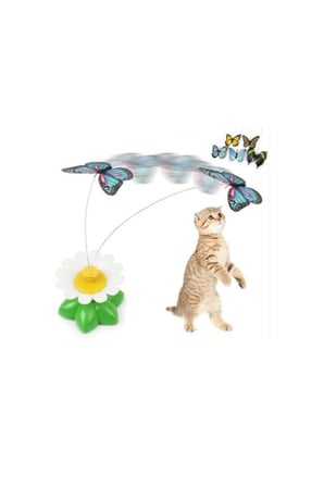 4 Adet Hareketli Pilli Kelebek Kedi Oyuncağı – Dönen Plastik Tasarımlı Cat Toy, Aaa Pil İle Egzersiz Ve Dikkat Çekme