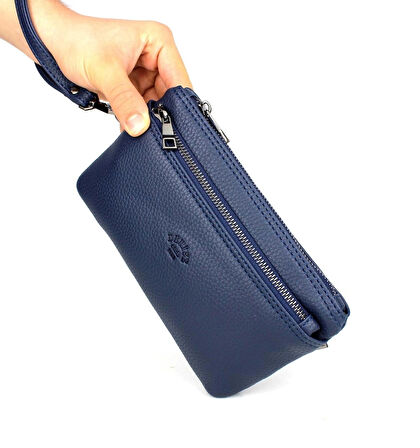 Erkek Lacivert Bileklik Kemerli Ince Portföy El Çantası