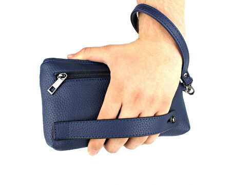 Erkek Lacivert Bileklik Kemerli Ince Portföy El Çantası