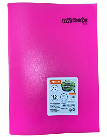 Mynote Text Neon Defter A5 60 Yp Kareli