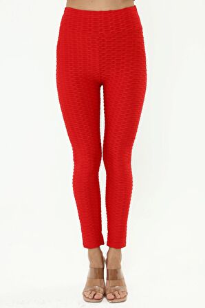 BRAZİL TAYT ARKASI BÜZGÜLÜ KIRMIZI