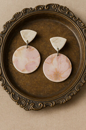 El Yapımı Meral Tasarım Küpe | Polimer Kil Vintage Küpe | Hafif ve Şık Bijuteri Küpe