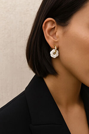 Lunelle Simli El Yapımı Donut Formlu Halka Küpe