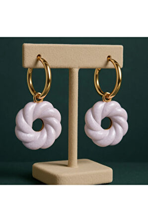 Lunelle Simli El Yapımı Donut Formlu Halka Küpe