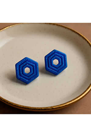 Lapis El Yapımı Parlak Mavi Lapis Lazuli Taşı Renkli Küpe