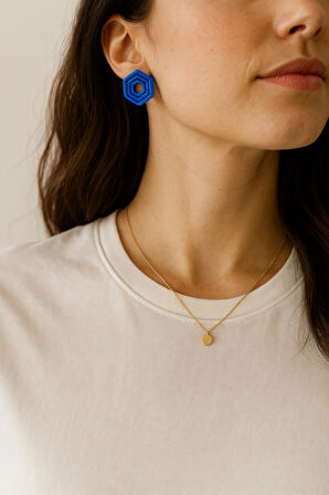 Lapis El Yapımı Parlak Mavi Lapis Lazuli Taşı Renkli Küpe