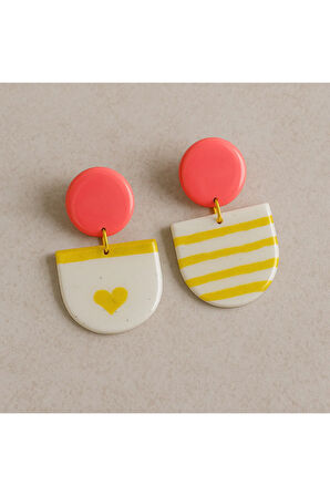 Citrina – El Yapımı, Elle Çizimli Desenli Polimer Kil Küpe