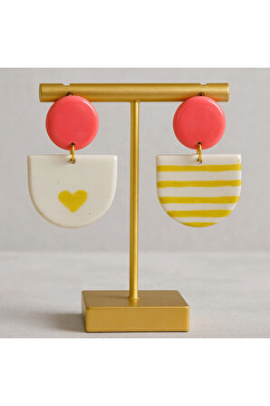 Citrina – El Yapımı, Elle Çizimli Desenli Polimer Kil Küpe