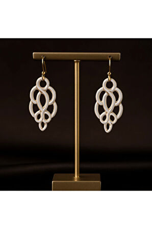 Ivoria Beyaz Opal Dokulu El Yapımı Polimer Kil Küpe