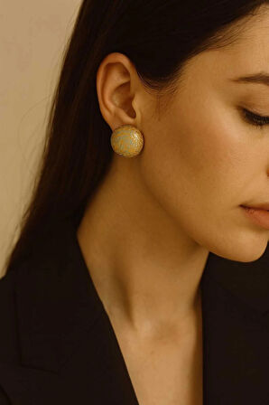 Luce – Zarif Altın Yaldızlı El Yapımı Polimer Kil Yuvarlak Küpe