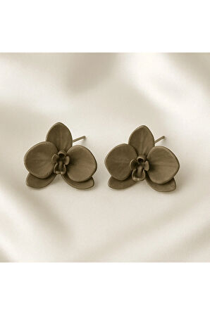 Orchidée Noire – El Yapımı Siyah Orkide Tasarım Küpe | Lu Atelier