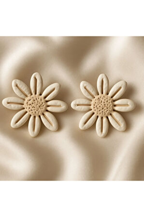 Amélie Daisy Çiçek Küpe - El Yapımı Polimer Kil Küpe, Hafif ve Zarif Yaz Aksesuarı