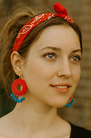 Camila Kırmızı & Mavi El Yapımı Yazlık Küpe – Lu Atelier