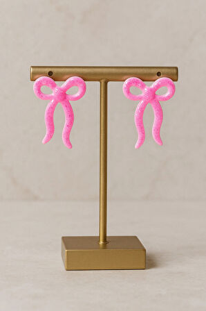 Rosabelle – Pembe Fiyonk Formlu El Yapımı Küpe