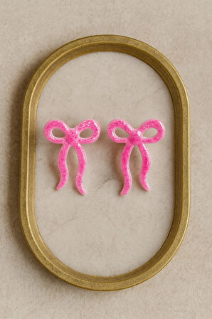 Rosabelle – Pembe Fiyonk Formlu El Yapımı Küpe