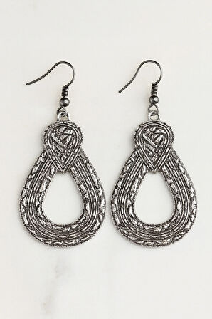 Maréna – Lacivert & Gümüş Dokulu El Yapımı Küpe