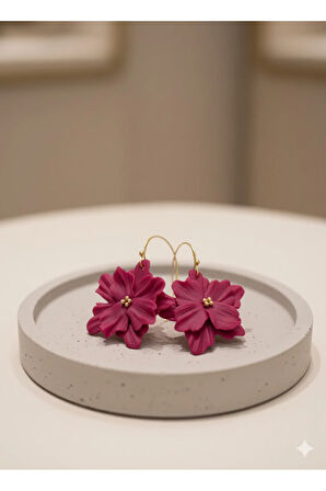 Rumi Küpe | El Yapımı Polimer Kil Çiçek Tasarım Küpe