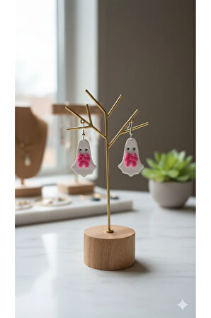 Ghostella Charm El Yapımı Polimer Kil Küpe –Sevimli Tasarım Zarif Model – El Yapımı Hediyelik Küpe