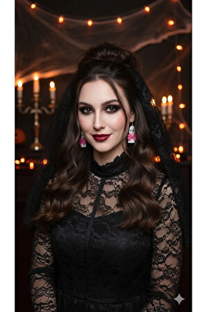 Pink Phantom El Yapımı Polimer Kil Küpe – Alerji Yapmayan Çelik – El Yapımı Hediyelik Küpe