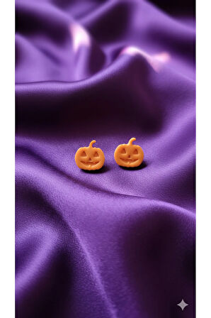 Pumpkie El Yapımı Polimer Kil Küpe – Halloween Kabak Tasarım – Alerji Yapmayan Çelik