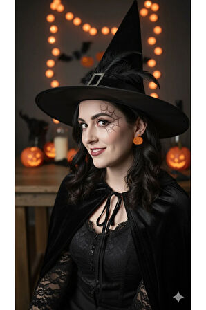 Pumpkie El Yapımı Polimer Kil Küpe – Halloween Kabak Tasarım – Alerji Yapmayan Çelik