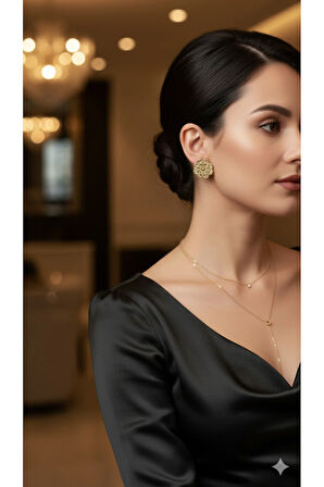 Fioréa El Yapımı Polimer Kil Küpe – Altın Çiçek Form Tasarım – Klasik ve Zarif Model