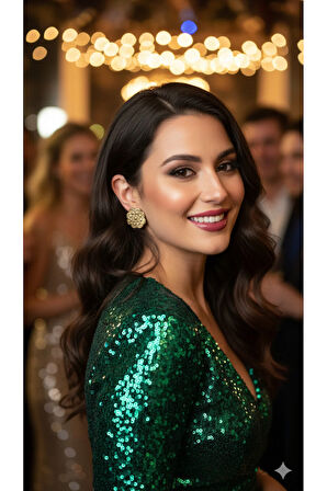 Fioréa El Yapımı Polimer Kil Küpe – Altın Çiçek Form Tasarım – Klasik ve Zarif Model