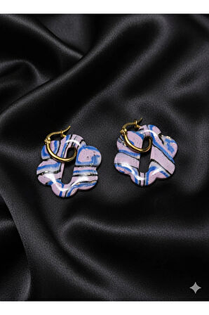 Bleu Améthyste – El Yapımı Mor & Lacivert Halkalı Küpe | Altın Detaylı Zarif Tasarım