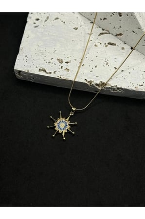 Zirkon Taşlı Gold Kutup Yıldızı Kolye