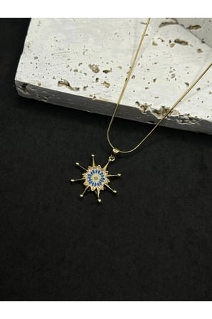 Zirkon Taşlı Gold Kutup Yıldızı Kolye
