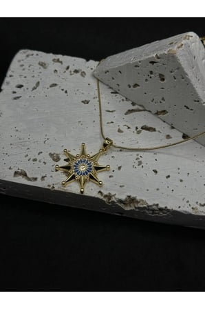 Zirkon Taşlı Gold Kutup Yıldızı Kolye