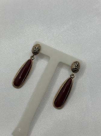 Marka Model Vintage Bordo Küpe Kahverengi