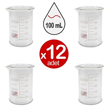 Dolar Kimya Cam Beher (Isotherm) | Kısa Form | 100 ml X 12 ADET