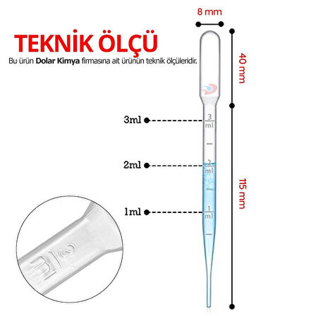 Dolar Kimya Pastör Pipet (Plastik) - 3 mL x 10 ADET