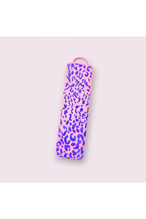 El Yapımı Polimer Kil Kitap Ayracı Mor Leopar Desenli Pembe Tasarım