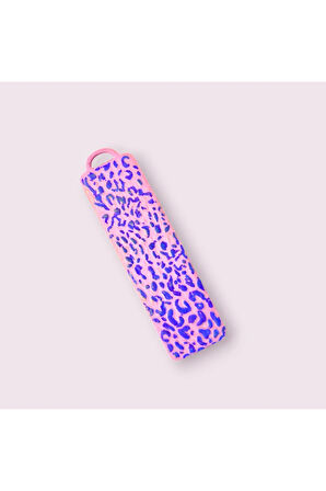 El Yapımı Polimer Kil Kitap Ayracı Mor Leopar Desenli Pembe Tasarım
