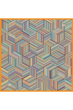 90 X 90 TURUNCU RENKLİ 2047 SURA İPEK EŞARP 01