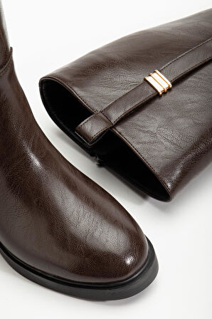 Suins Laby Model Fermuarlı Siyah Kahverengi Kadın Çizme