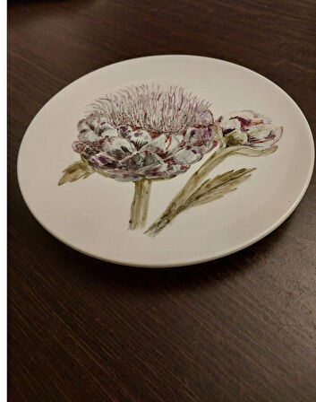 Enginar desenli seramik tabak