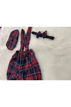 LACİ EKOSELİ ÇOCUK ASKILI ŞORT SALOPET & RESSAM ŞAPKASI & PAPYON TAKIM- PASTA PATLATMA-DOĞUM GÜNÜ