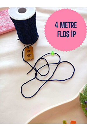 4 METRE FLOŞ İP SIÇAN KUYRUĞU 2mm KALINLIĞINDA LACİVERT BİLEKLİK TAKI HEDİYELİK İPİ