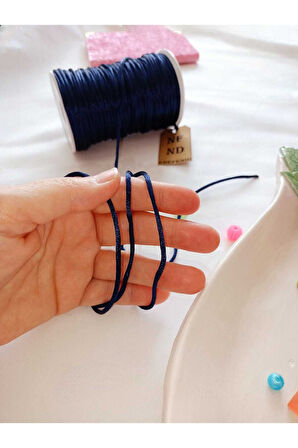 4 METRE FLOŞ İP SIÇAN KUYRUĞU 2mm KALINLIĞINDA LACİVERT BİLEKLİK TAKI HEDİYELİK İPİ