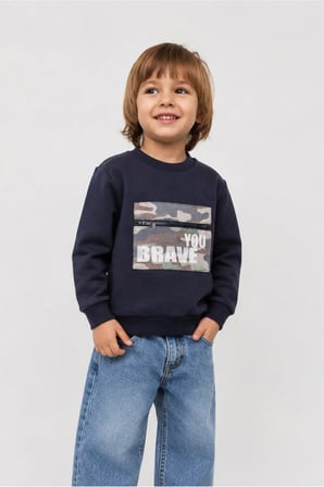 Erkek Çocuk Kamuflaj Desenli Uzun Kol Sweatshirt