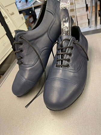 LACİVERT HAKİKİ DERİ YENİ RAHAT KALIP ERKEK TANGO, DANS VE SALON AYAKKABISI