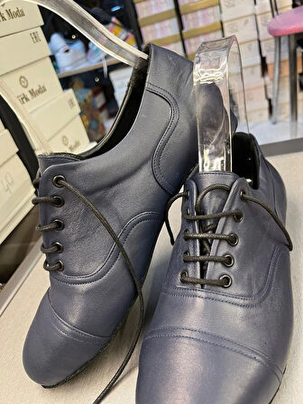 LACİVERT HAKİKİ DERİ YENİ RAHAT KALIP ERKEK TANGO, DANS VE SALON AYAKKABISI